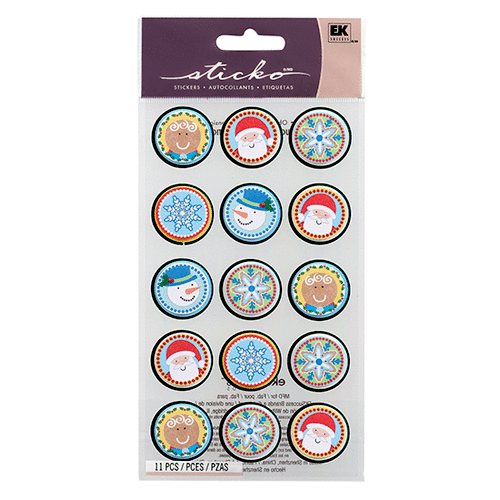 EK Success - Sticko Plus Stickers - 3 Dimensional Stickers with Foil Accents - Holiday Seals