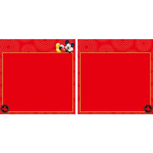 EK Success - Disney Collection - 12 x 12 Double Sided Paper with Varnish Accents - Mickey Red Frame