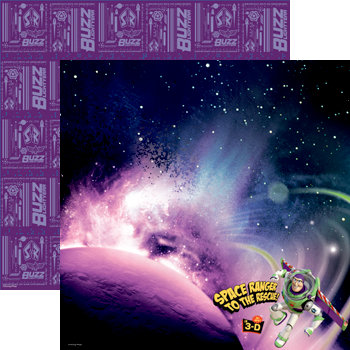 EK Success - Disney Collection - 12 x 12 Double Sided Paper with Varnish Accents - Toy Story - Buzz in Space
