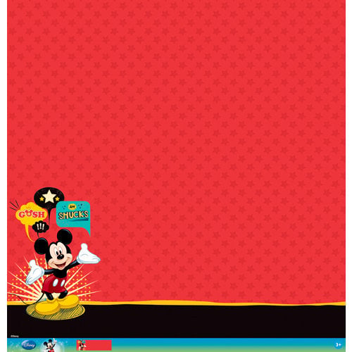 EK Success - Disney Collection - Mickey Family - 12 x 12 Paper with Glitter and Varnish Accents - Mickey Mouse