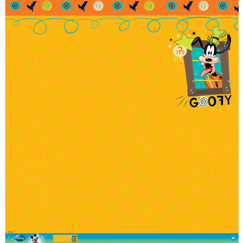 EK Success - Disney Collection - Mickey Family - 12 x 12 Paper with Glitter and Varnish Accents - Goofy