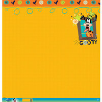 EK Success - Disney Collection - Mickey Family - 12 x 12 Paper with Glitter and Varnish Accents - Goofy