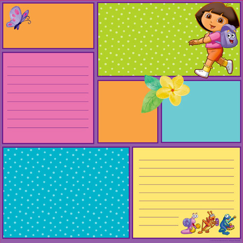 EK Success - Nickelodeon Collection - 12 x 12 Double Sided Paper with Varnish Accents - Dora Color Block