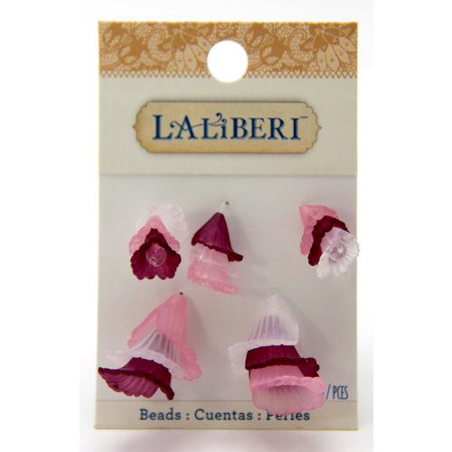 EK Success - Laliberi - Jewelry - Beads - Mixed Flute Flowers - Pink and Red Assorted