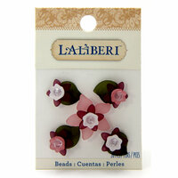 EK Success - Laliberi - Jewelry - Beads - Tulips Small Flowers with Leaves - Pink and Red Assorted