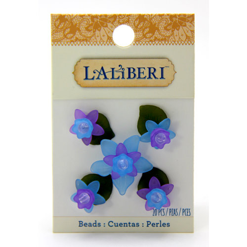 EK Success - Laliberi - Jewelry - Beads - Tulips Small Flowers with Leaves - Blue and Purple Assorted