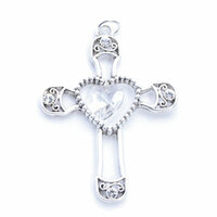 EK Success - Jolee's Jewels - Crystallized Swarovski Elements Collection - Celebrations - Jewelry Pendant - Cross My Heart Cross - Crystal