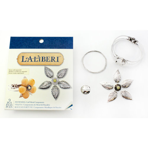 EK Success - Laliberi - Vintage Petals Collection - Jewelry Cuff Component Kit - Palm Leaf - Pinwheel - Silver