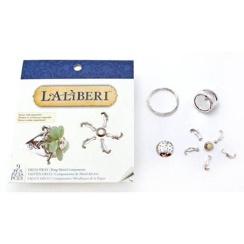 EK Success - Laliberi - Vintage Petals Collection - Jewelry Ring Component Kit - Deco Sway - Silver