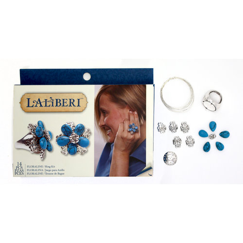 EK Success - Laliberi - Vintage Petals Collection - Jewelry Ring Kit - Floraline - Silver