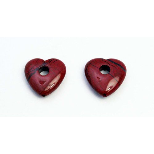 EK Success - Jolee's Jewels - Jewelry Stone Earrings - Mini Donut Hearts - 16 mm - Red Jade