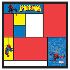 EK Success - 12x12 Embossed Paper - Marvel Collection - Heroes - Spiderman Color Block, CLEARANCE