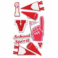 EK Success-Pep Rally Dimensional Stickers - School Spirit - Red, CLEARANCE