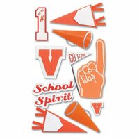 EK Success-Pep Rally Dimensional Stickers - School Spirit - Orange, CLEARANCE