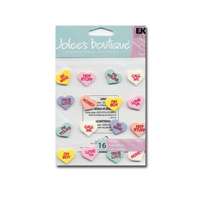 EK Success Jolee's Boutique - 3D Stickers - Conversation Hearts, CLEARANCE