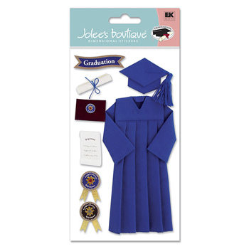 EK Success - Jolee's Boutique Le Grande  Dimensional Stickers - Graduation Collection - Cap and Gown - Blue, CLEARANCE