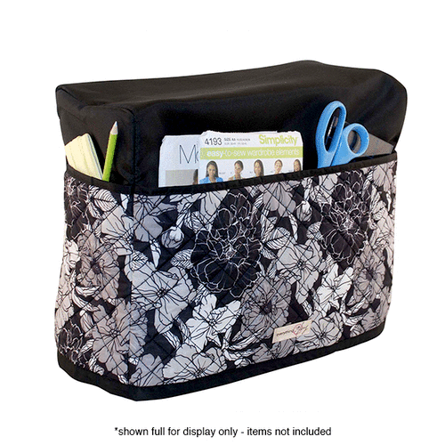 Everything Mary - Quilted Sewing Machine Cover - Black and White Floral