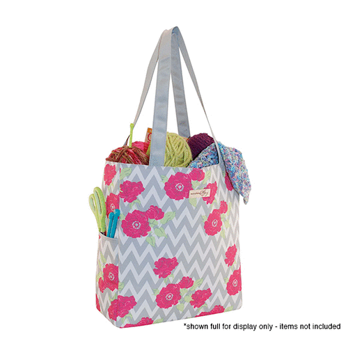 Everything Mary - Yarn Tote - Grey and Pink Floral