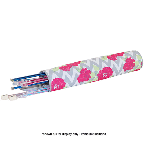 Everything Mary - Knitting Needle Case - Grey and Pink Floral