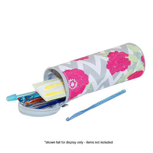 Everything Mary - Crochet Hook Case - Grey and Pink Floral