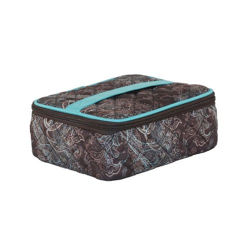 Everything Mary - Small Quilted Sewing Organizer - Turquoise and Chocolate