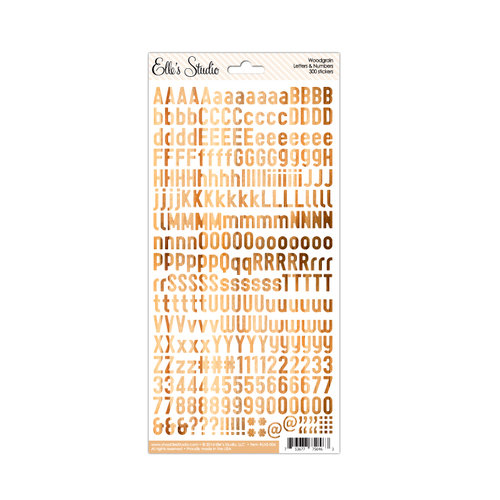 Elle's Studio - Cardstock Stickers - Letters and Numbers - Woodgrain