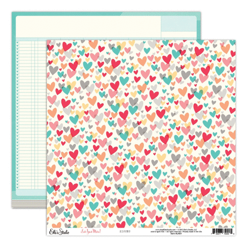 Elle's Studio - Love You More Collection - 12 x 12 Double Sided Paper - Kisses