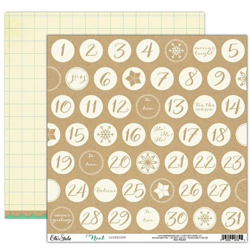 Elle's Studio - Noel Collection - Christmas - 12 x 12 Double Sided Paper - Countdown