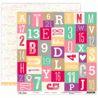 Elle's Studio - Penelope Collection - 12 x 12 Double Sided Paper - Letters and Numbers