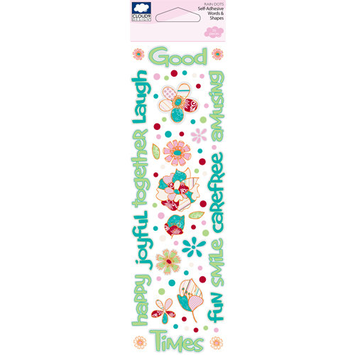 Fiskars - Cloud 9 Design - Alyssa's Garden Collection - Rain Dots Epoxy Stickers - Words and Shapes, CLEARANCE