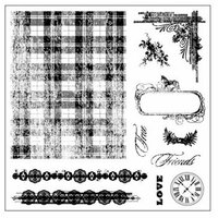 Fiskars - Clear Acrylic Stamps - 8 x 8 - Tartan 'n Time, CLEARANCE