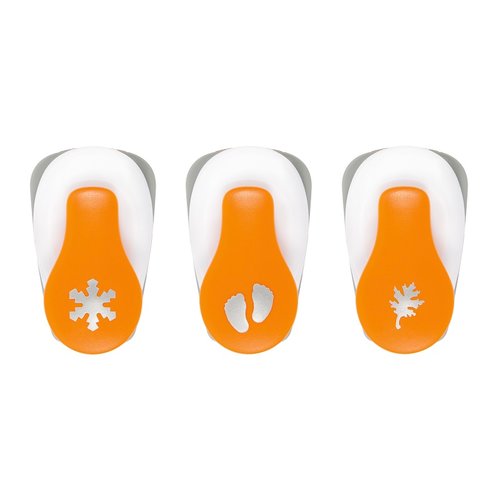 Fiskars - Lever Punch - Small - 3 Pack - Snowflake, Feet and Leaf