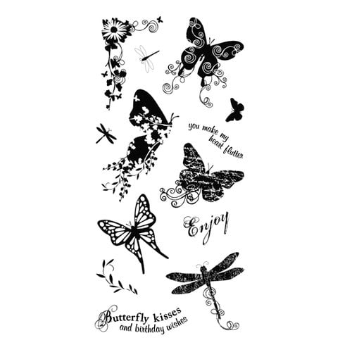 Fiskars - Clear Acrylic Stamps - 4 x 8 - Butterfly Magic