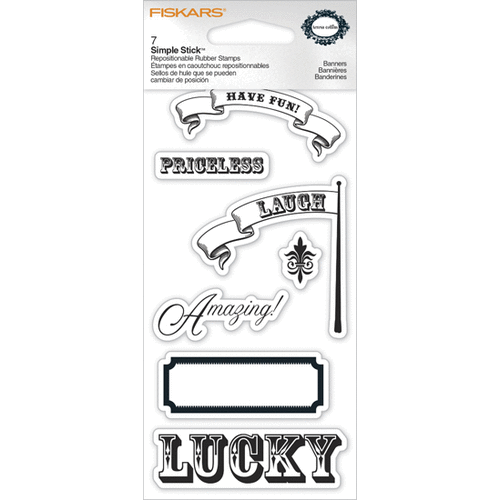 Fiskars - Teresa Collins - Simple Stick Stamps - Cling Mounted Rubber Stamps - Banners