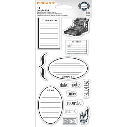 Fiskars - Teresa Collins - Simple Stick Stamps - Cling Mounted Rubber Stamps - Notes