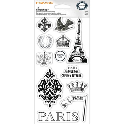 Fiskars - Teresa Collins - Simple Stick Stamps - Cling Mounted Rubber Stamps - Paris