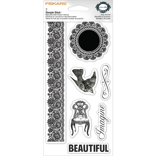 Fiskars - Teresa Collins - Simple Stick Stamps - Cling Mounted Rubber Stamps - Doily Banner