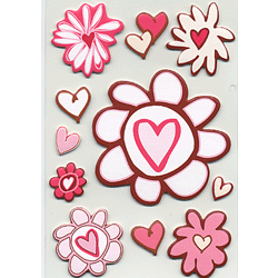 Fiskars - Cloud 9 Design - Chipboard Stickers - Sweetheart Collection - Valentine's - Heart Flowers, CLEARANCE