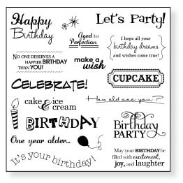 Fiskars - Simple Stick - Repositionable Rubber Stamps - Birthday Cheer