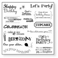 Fiskars - Simple Stick - Repositionable Rubber Stamps - Birthday Cheer