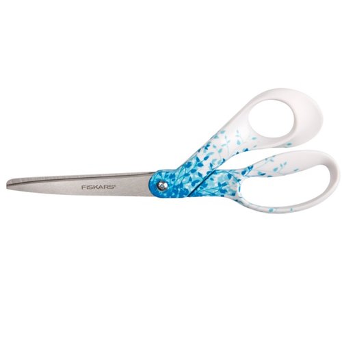 Fiskars - Premier 8 Inch Bent Scissors - Blue Floral Designer