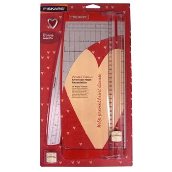 Fiskars - Limited Edition American Heart Association - 12 Inch Paper Trimmer with Bonus Heart Pin, CLEARANCE