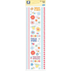 Fiskars - Cloud 9 Design - Bay Blossoms Collection - Clear Glitter Stickers - Elements