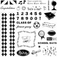 Fiskars - Easy Stamp Press - Clear Stamps - School Days, CLEARANCE