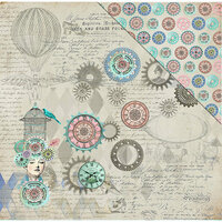 FabScraps - Dream Steam Collection - 12 x 12 Double Sided Paper - Steam Queen