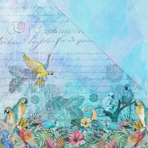 FabScraps - Wild Beauty Collection - 12 x 12 Double Sided Paper - Parrot Paradise