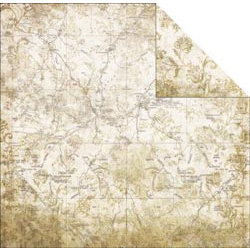 FabScraps - Timeless Travel Collection - 12 x 12 Double Sided Paper - Map