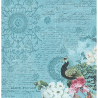 FabScraps - French Heritage Collection - 12 x 12 Double Sided Paper - Peacock Magic 2