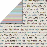 FabScraps - Beach Affair Collection - 12 x 12 Double Sided Paper - Fish