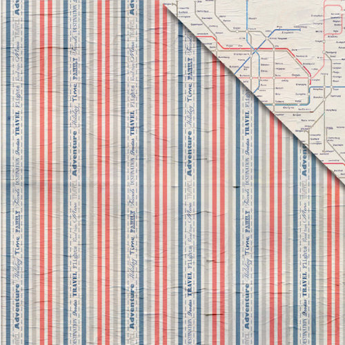 FabScraps - Love 2 Travel Collection - 12 x 12 Double Sided Paper - British Stripe